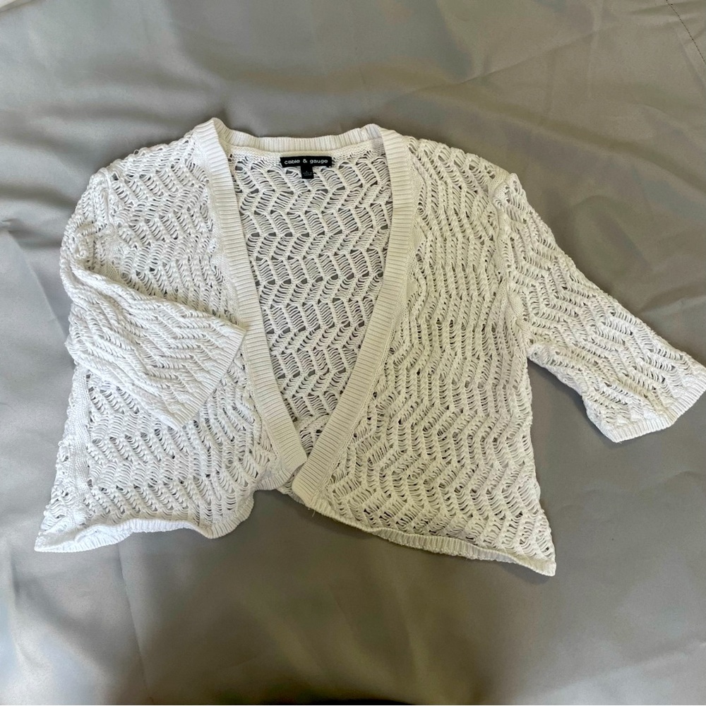 Cropped White Knit Shrug